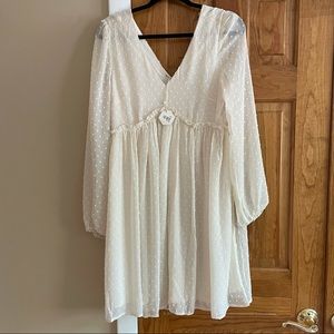 PinkBlush Swiss Dot Maternity Babydoll Dress | L